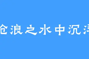沧浪之水中沉浮