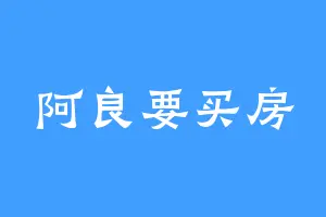 阿良要买房
