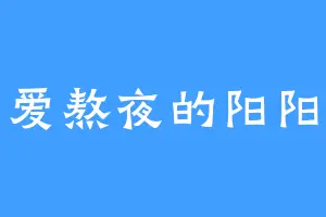 爱熬夜的阳阳